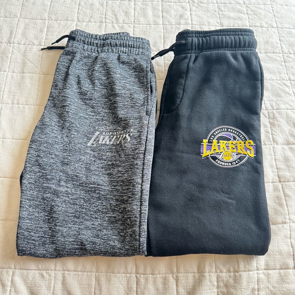 NBA Lakers Kids Joggers Bundle of 2 - Gray and Black Size 10/12 and 14/16